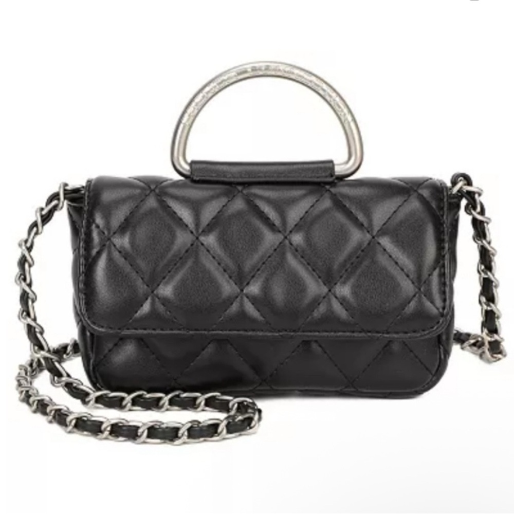 French Connection NWT Elegant Black Quilted Handbag
